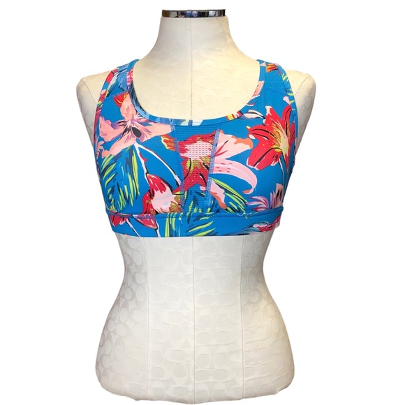Fila Sport | Low Impact Sports Bra Blue Floral Print Racerback Size Large - Picture 1 of 5